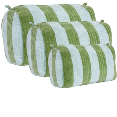 Conscious Yoga Collective Green The Striped Velvet Travel Set In Lime