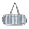 Conscious Yoga Collective Grey / White The Striped Velvet Weekender In Grey In Multi