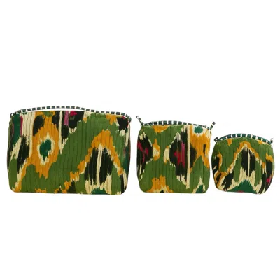 Conscious Yoga Collective Ikat Velvet Three Piece Travel Set - Green