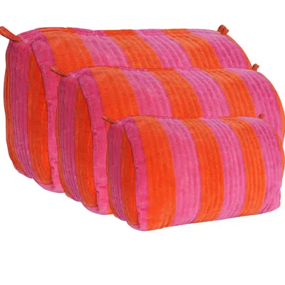 Conscious Yoga Collective Orange / Pink / Pink The Striped Velvet Travel Set In Orange And Pink