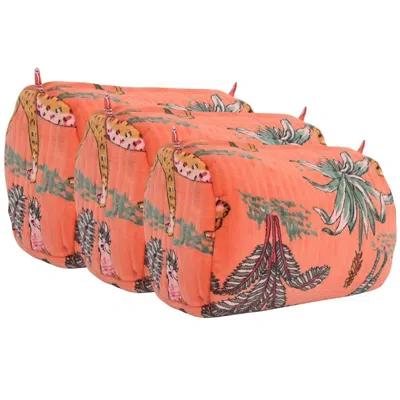 Conscious Yoga Collective Orange The Jungle Velvet Three Piece Travel Set In Peach