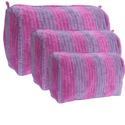 Conscious Yoga Collective Purple / Pink / Purple The Striped Velvet Travel Set In Purple In Multi