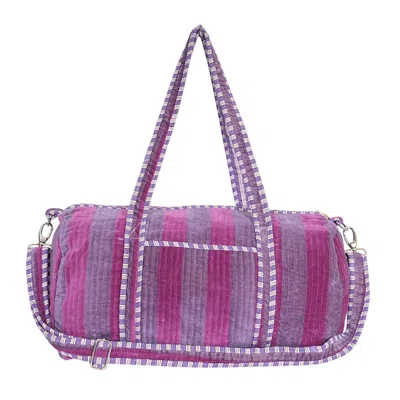 Conscious Yoga Collective Purple / Pink / Purple The Striped Velvet Weekender In Purple In Multi