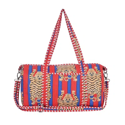 Conscious Yoga Collective Red / Blue The Tibetan Tiger Cotton Weekender In Navy And Red