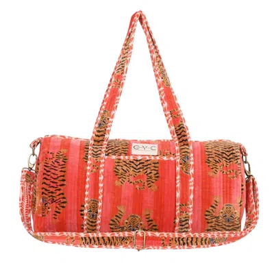 Conscious Yoga Collective Red The Tibetan Tiger Velvet Weekender In Faded Pink