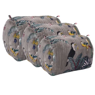 Conscious Yoga Collective The Jungle Velvet Three Piece Travel Set In Grey In Gray