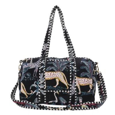 Conscious Yoga Collective The Jungle Velvet Weekender In Black