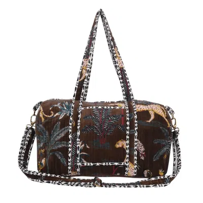 Conscious Yoga Collective The Jungle Velvet Weekender In Brown