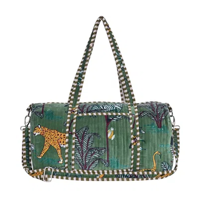 Conscious Yoga Collective The Jungle Velvet Weekender In Green