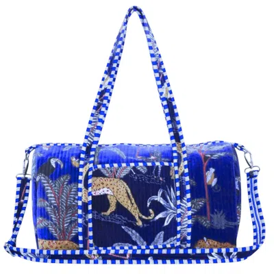 Conscious Yoga Collective The Jungle Velvet Weekender In Royal Blue