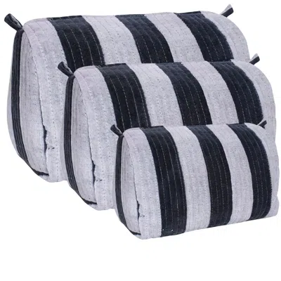 Conscious Yoga Collective The Striped Velvet Travel Set In Black