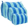 Conscious Yoga Collective The Striped Velvet Travel Set In Blue In Blue