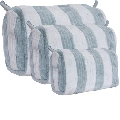 Conscious Yoga Collective The Striped Velvet Travel Set In Grey In Gray