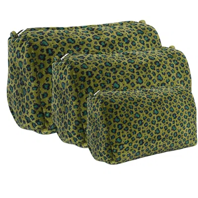 Conscious Yoga Collective The Velvet Leopard Three Piece Travel Set In Green