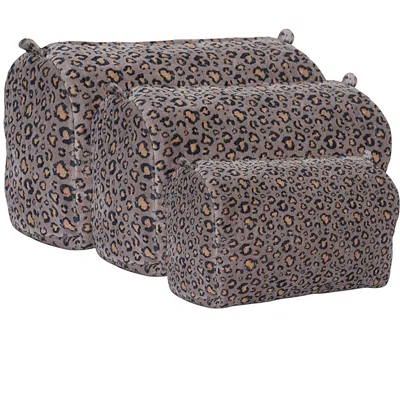 Conscious Yoga Collective The Velvet Leopard Three Piece Travel Set In Grey In Gray
