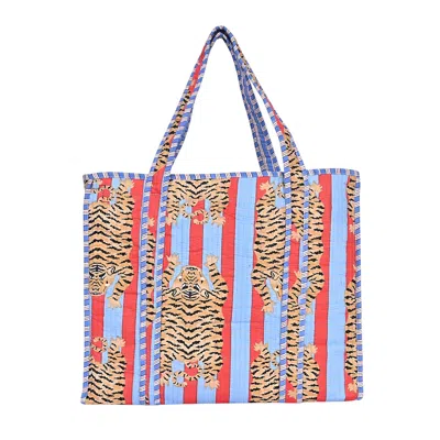 Conscious Yoga Collective Women's Blue / Red The Tibetan Tiger Tote In Blue And Red