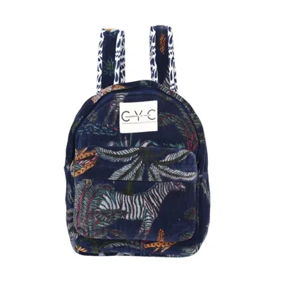 Conscious Yoga Collective Women's Blue Velvet Mini Backpack In Navy Jungle