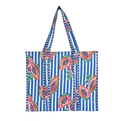 Conscious Yoga Collective Women's Blue / White The Summer Fruit Papaya Tote In Blue