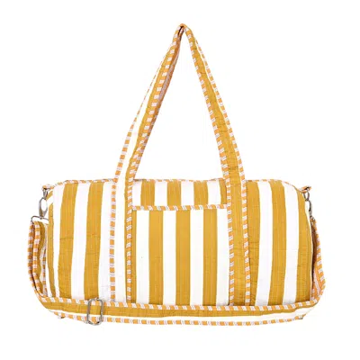 Conscious Yoga Collective Women's Gold / White The Striped Cotton Weekender In Multi