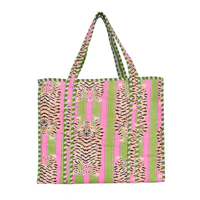 Conscious Yoga Collective Women's Green / Pink The Ultimate Tibetan Tiger Tote In Pink And Green
