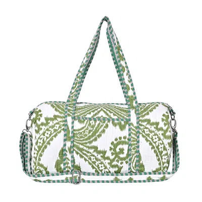 Conscious Yoga Collective Women's Green / White The Ikat Cotton Weekender In Green In Multi