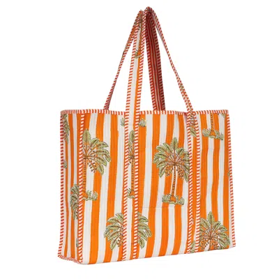 Conscious Yoga Collective Women's Orange / White The Palm Tree Tote In Orange In Multi