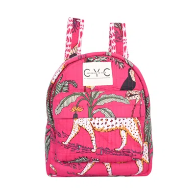 Conscious Yoga Collective Women's Pink / Purple Cotton Mini Backpack In Hot Pink Jungle