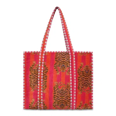 Conscious Yoga Collective Women's Pink / Purple / Yellow The Ultimate Tibetan Tiger Velvet Tote In Orange And Pink