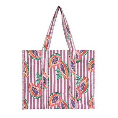 Conscious Yoga Collective Women's Pink / White Summer Fruits Tote In Papaya In Pink