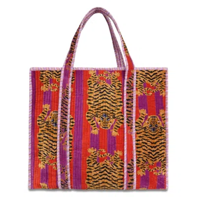 Conscious Yoga Collective Women's Red / Purple The Ultimate Tibetan Tiger Velvet Tote In Red And Purple In Multi