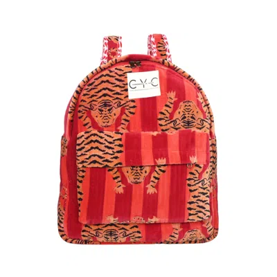 Conscious Yoga Collective Women's Red Velvet Backpack In Tibetan Tiger