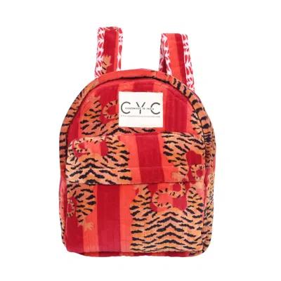 Conscious Yoga Collective Women's Red Velvet Mini Backpack In Tibetan Tiger