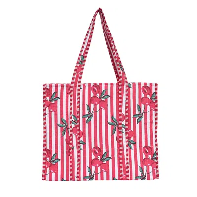 Conscious Yoga Collective Women's Red / White The Summer Fruits Cherry Tote In Red