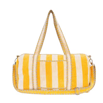 Conscious Yoga Collective Women's Striped Velvet Weekender - Yellow