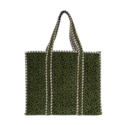 Conscious Yoga Collective Women's The Leopard Velvet Tote In Green