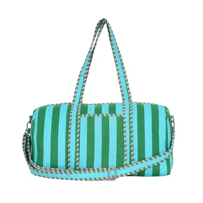 Conscious Yoga Collective Women's The Striped Cotton Weekender - Green And Blue