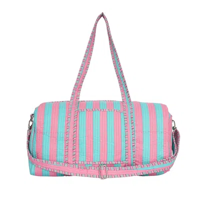 Conscious Yoga Collective Women's The Striped Cotton Weekender - Pink And Blue