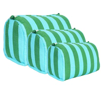 Conscious Yoga Collective Women's The Striped Travel Set - Green And Blue