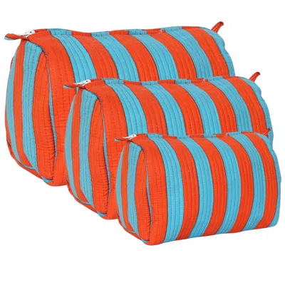 Conscious Yoga Collective Women's The Striped Travel Set - Orange And Blue In Multi
