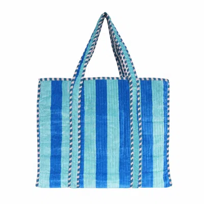 Conscious Yoga Collective Women's The Striped Velvet Tote - Blue