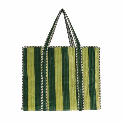 Conscious Yoga Collective Women's The Striped Velvet Tote - Green
