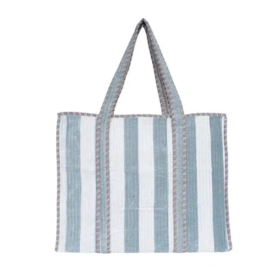 Conscious Yoga Collective Women's The Striped Velvet Tote - Grey In Gray