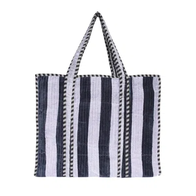 Conscious Yoga Collective Women's The Striped Velvet Tote In Black