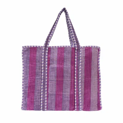 Conscious Yoga Collective Women's The Striped Velvet Tote - Purple