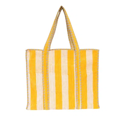 Conscious Yoga Collective Women's The Striped Velvet Tote - Yellow