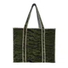 Conscious Yoga Collective Women's The Tiger Velvet Tote In Green In Green