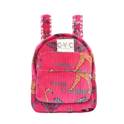 Conscious Yoga Collective Women's Velvet Mini Backpack In Red Jungle
