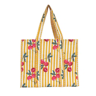 Conscious Yoga Collective Women's White / Yellow The Summer Fruits Cherry Tote In Yellow