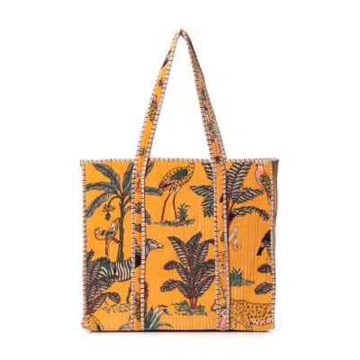 Conscious Yoga Collective Women's Yellow / Orange The Ultimate Jungle Velvet Tote In Mustard