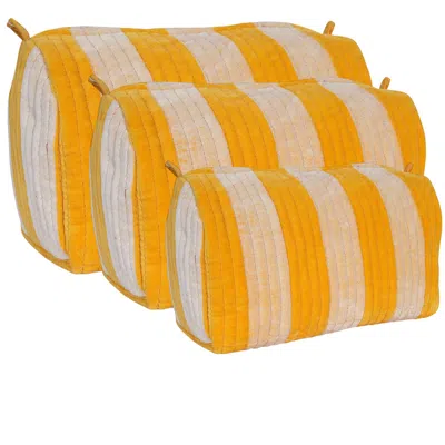 Conscious Yoga Collective Yellow / Yellow / Orange The Striped Velvet Travel Set In Yellow In Multi